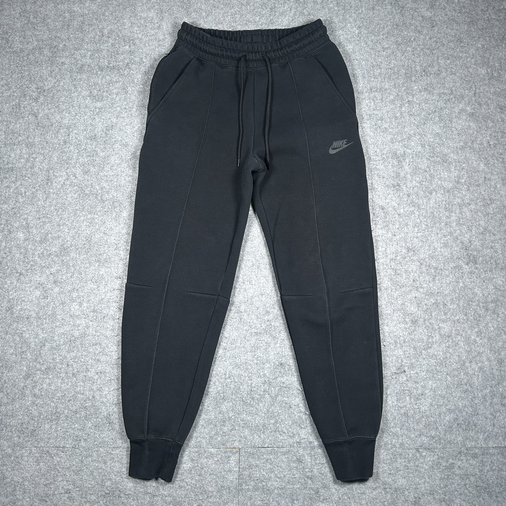 Nike Tech Fleece Sweatpants Women's Size xs‎ Black Mid Rise Cuffed Ribbed FB8330